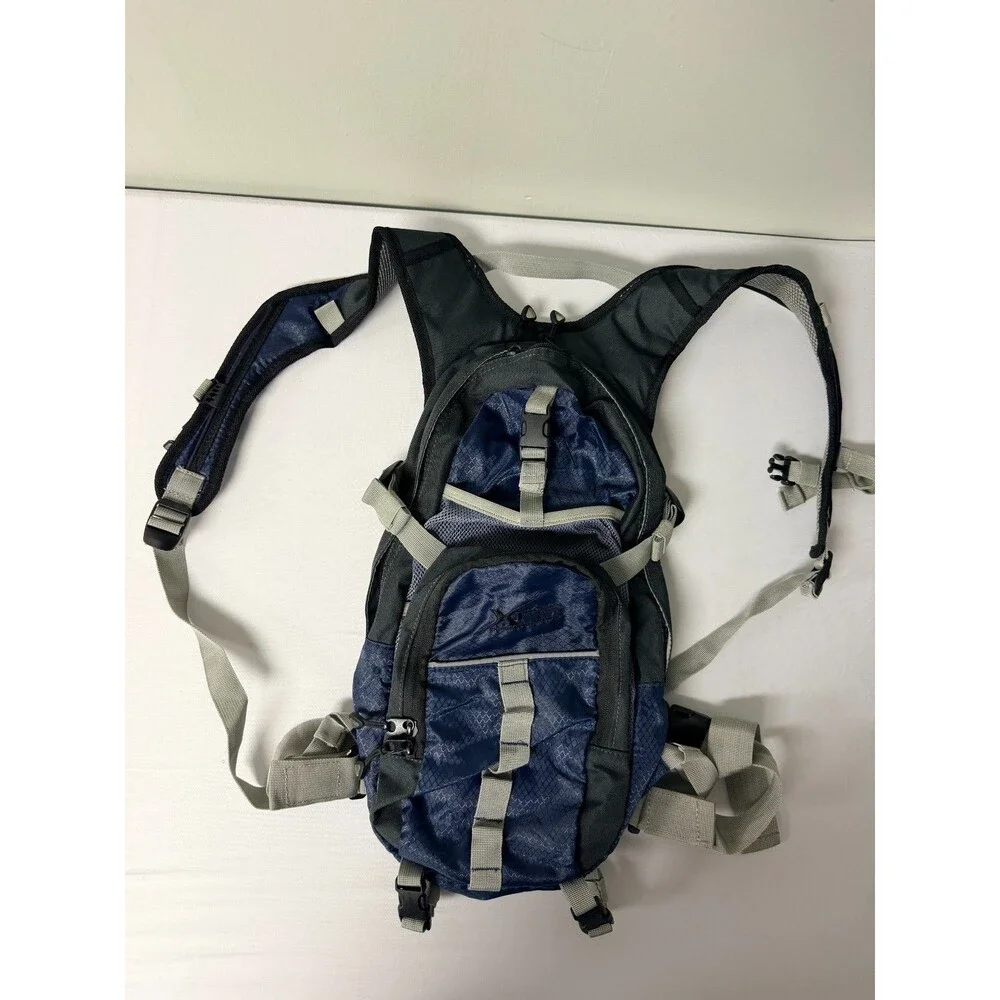 XPS Hydration Backpack Hiking Day Pack Blue Black w Water Bladder Camping